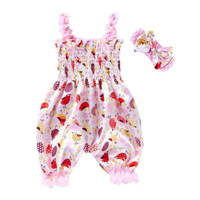 New Girls Summer Backless Romper Baby Lace-up Bloomer Jumpsu