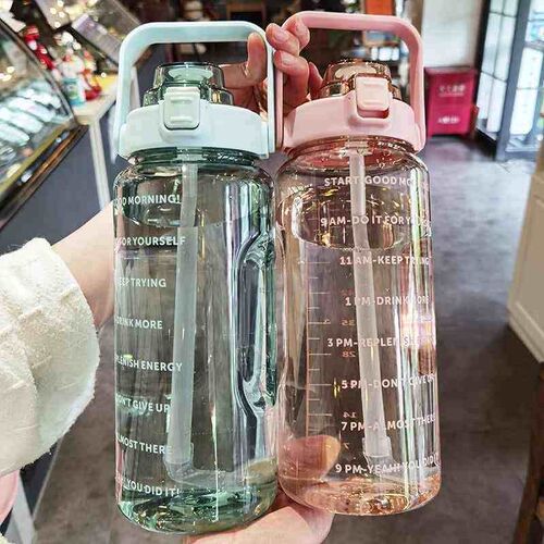 2L Water Bottle with Straw Female Jug Girls Portable Travel