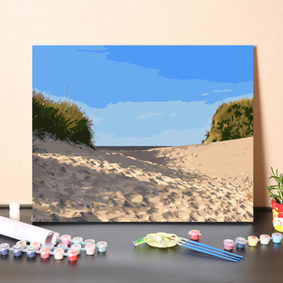 数字油画diy手工填充卧室挂画撒哈拉沙漠手绘减压画画涂色油彩画