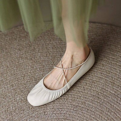 New Womens Ballet Flats Elastic Band Slip on Flat Shoes Wom