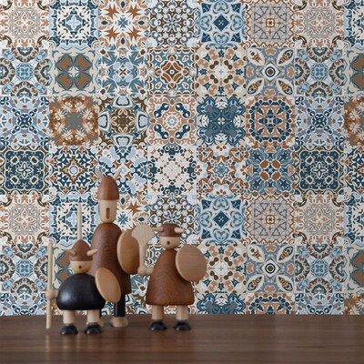 20pcs PVC Waterproof Retro Pattern Tile Floor Stair Sticker