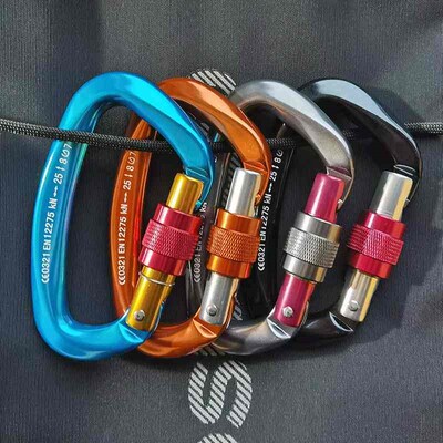 25KN Professional Climbing Carabiner D Shape Aviation Alumin