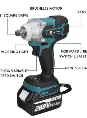 NEW 22800mAh 288VF Brushless Electric Impact Wrench 1/2 Lith