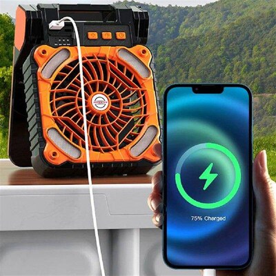 7800mAh Camping Fan with LED Light Timing Solar Powered