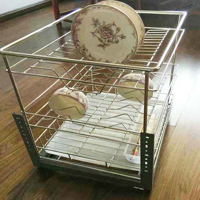 配套930小柜体房三层碗碟锈篮不钢厨置物架送橱柜拉篮阻尼筷子架