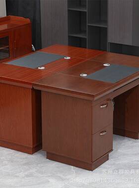 高木档1办公单人位电脑桌lq-23123桌油漆贴实皮经理桌带拉手主管