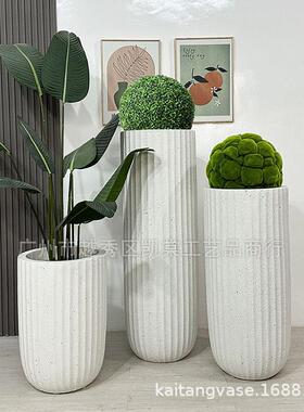 大欧玻式璃钢竖直筒形落地大花瓶售楼处厅JY55129走廊公司前纹台