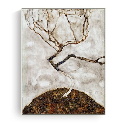 深秋的小树 席勒印刷喷绘仿制油画客厅卧室玄关沙发背景风景挂画