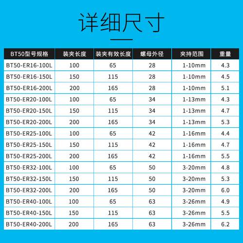 新款精密数控刀柄CNC加工中心ER刀柄强力刀头BT50-ER16 20包邮