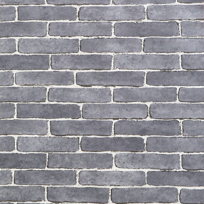 中式复古长条砖墙纸 深灰色浅灰色砖头壁纸 LOFT工业风不规则砖纹