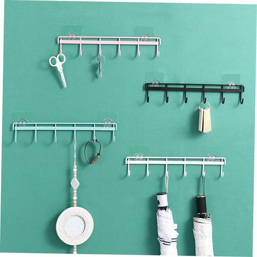 kitchen hook non-trace glue six hooks wall hanging steel1