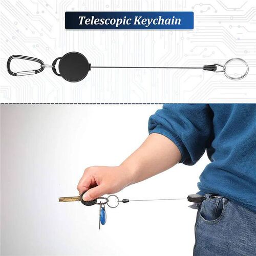 Retractable Keychain Badge Reel Holder Clips Easy-To-Pull Bu