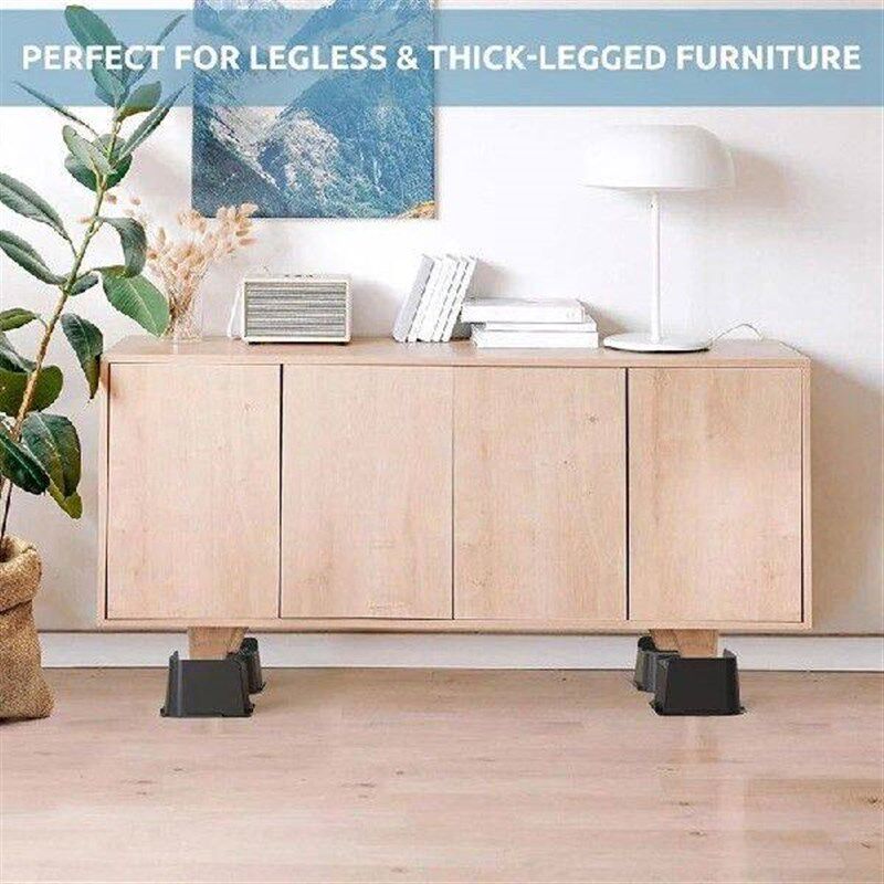 4 Piece Bed Risers 3 Inch Heavy Duty, Black ABS Bed Lifts - 实物图