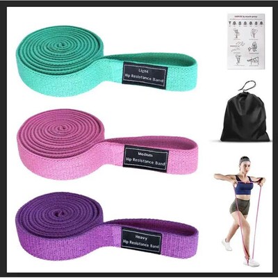 3Pcs Cloth Legs Butt Exercise Bands Fabric Booty Long Resist
