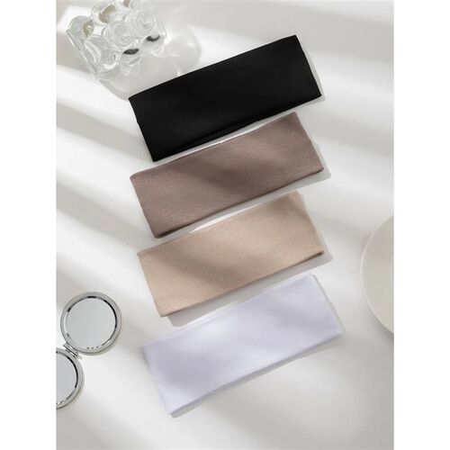 4Pcs/Set Fashion Wide Solid Color HairBands Soft Elastic Hea
