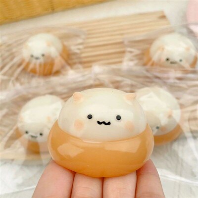 Cat Mochi Taba Squishy Fidget Toy Cute Cat Hamster Silicone
