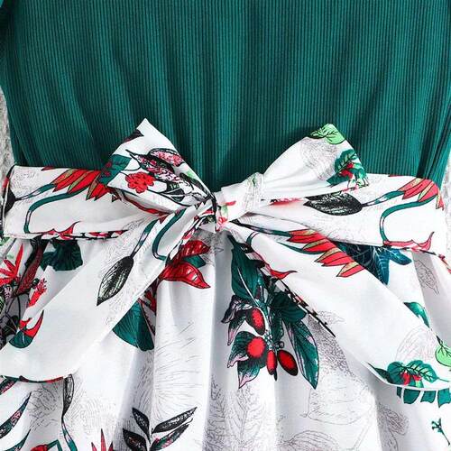 Dress For Kids 7-12 Years old Birthday Emerald Green Ruffled