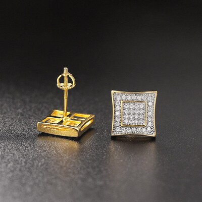 Rock Hip-Hop Iced Out Stud Earring for Men Male Ice Studded
