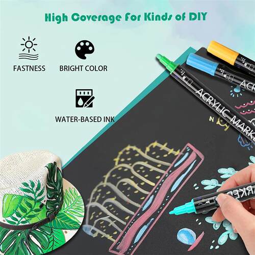 12/24/36/48/60 Colors Dual Tip Acrylic Paint Pens Markers  f