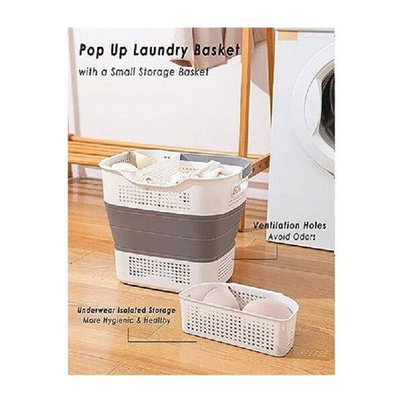 1Set Collapsible Laundry Basket Foldable Laundry Basket PP - 实物图