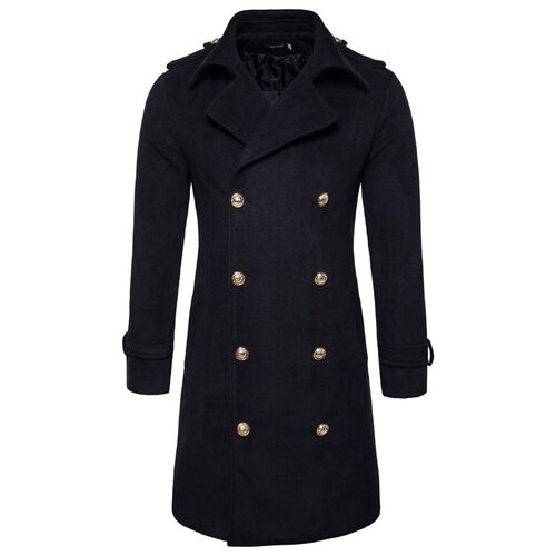 Double breasted mens coat and coat medium length slim man i