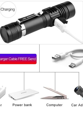 5000LM Led flashlight USB torch Zoomable 18650 Bicycle Light