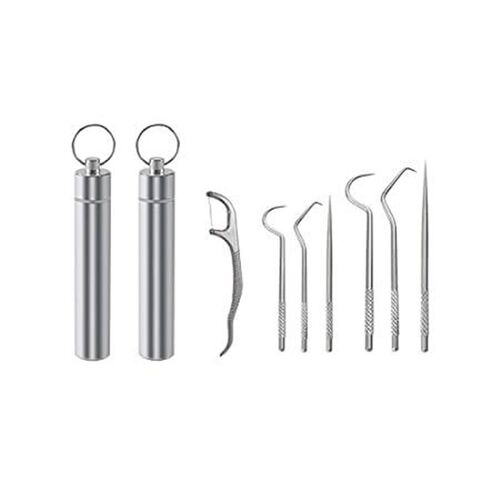 ZHENROAD 2 Set 7Pcs Portable Stainless Steel Toothpicks P
