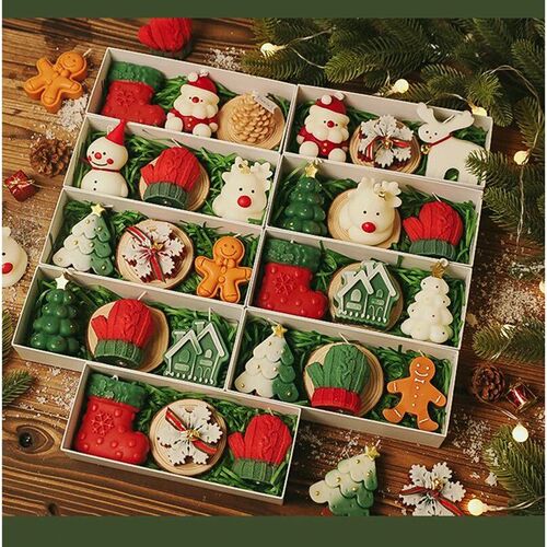 3Pcs/Pack Christmas Handmade Scented Candle Decor Cute