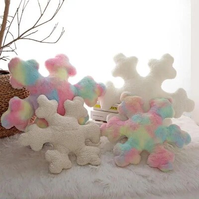 Christmas Snowflake Pillow Filled PP Cotton White Snow 雪花