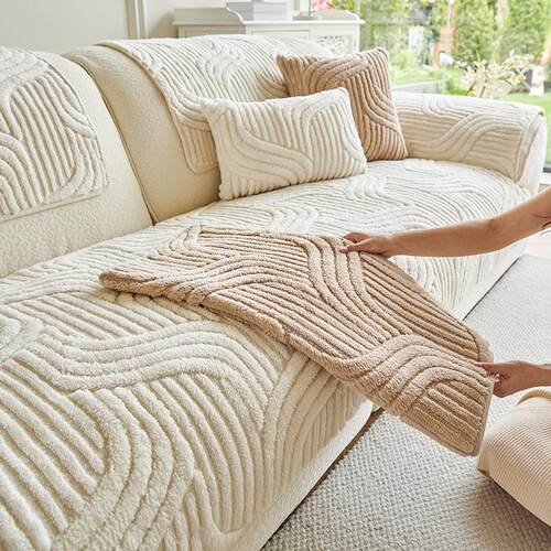 Velvet Jacquard Sofa Cushion Cover Soft Plush Sofa Cover