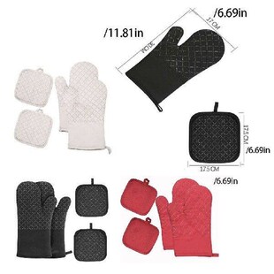 4 Pieces/Set Oven Portable Non-stick Gloves Mittens Heats