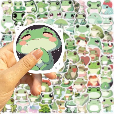 100PCS Cute Little Frog PVC Sticker Aesthetic Stationery Sch