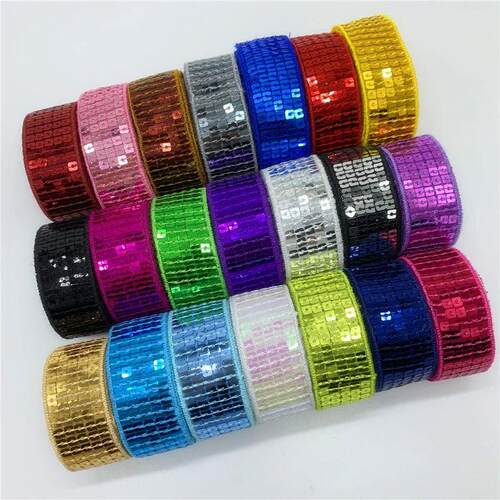 2y/5Yards/Lot 25mm Sequins Ribbon Lace Trim Sequin Sewing Fa