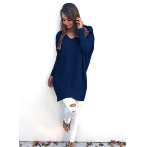 Fashion Sweater Women V Neck Long Sleeve Tunic Pullover