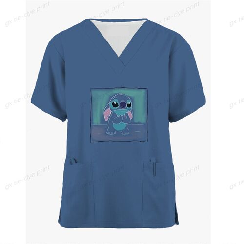 Nurse Uniform Womens Solid Color  Stitch Printed Top Unifor