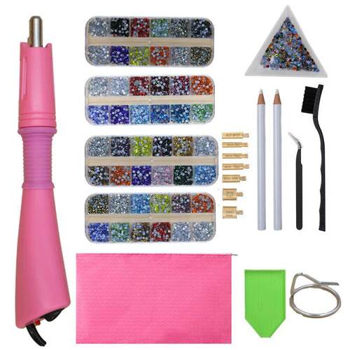 12grids Mix Crystal DMC Hot Fix Rhinestones Set/ EU/US PLUG