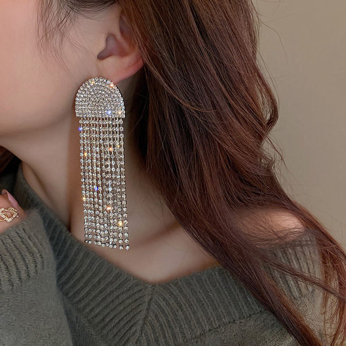 Women Euorpe Evening Party Crystal Tassel Earings Wholesale
