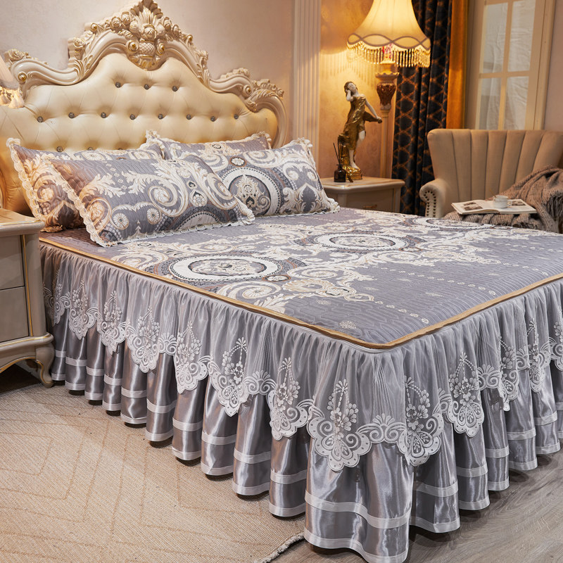 夏天冰丝软凉席可机洗1.8m床裙款空调席可水洗折叠夏季席子三件,床上用品,冰丝席,淘宝优惠券,粉丝福利购,淘宝优惠卷