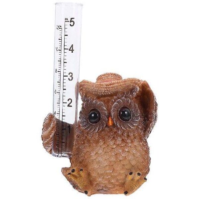 Garden Rain Gauge Owl Statue for Accurate Outdoor Measuring