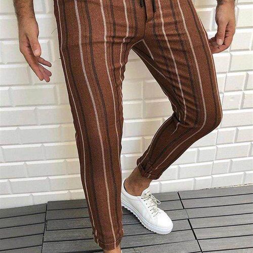 Mens stripe fashion nine point pants casual pants fashion t
