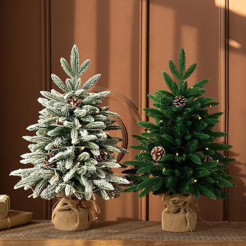 Pine Green Christmas Tree Decor with Snowflakes Winter Snow