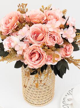 Retro Silk Artificial Rose Flowers DIY Autumn Wedding Home D