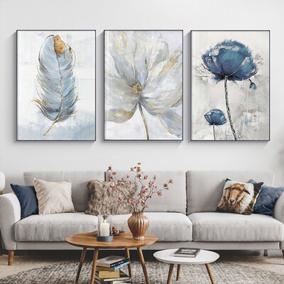 Scandinavian Flower  Art Abstract Painting Print Feather Dec