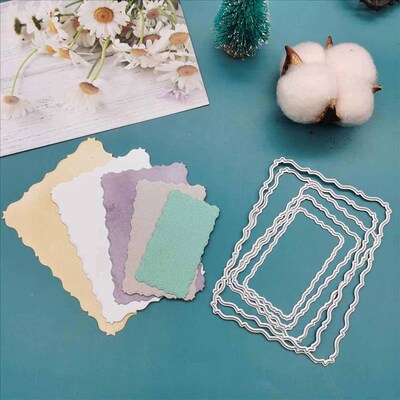 Wavy layered square Metal Cutting Dies Stencils for DIY Scra