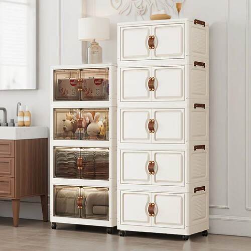 48cm Wide Foldable Storage Cabinet with Rolling Wheels,3-6 T