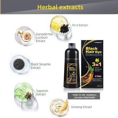 100ml/500ml Hair Dye Shampoo 3in1 Darkening Hairs Instant Gr