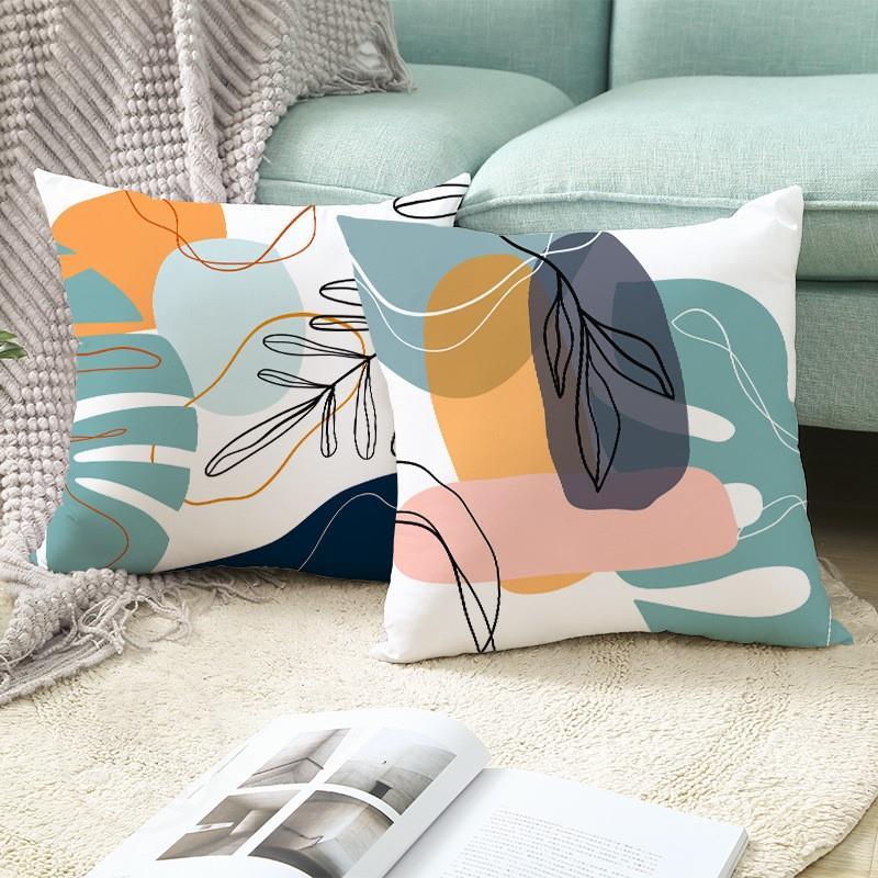 。Home peach skin velvet pillow case Nordic Green Plant sofa图片