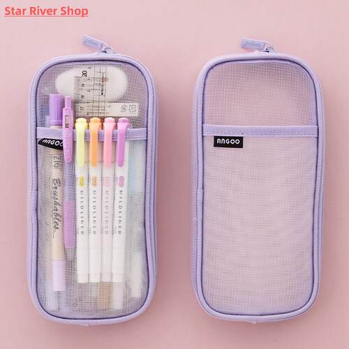 Korean Fashion Transparent Pencil Case Pouches Simple Macaro