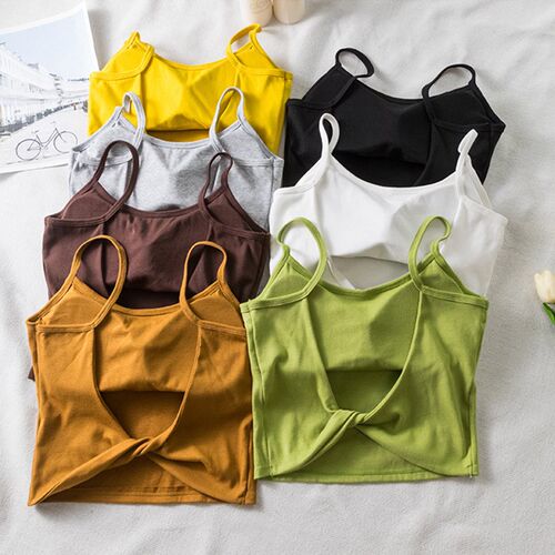 Women Crop Top Backless Bra ops Female Cotton Seamless Under