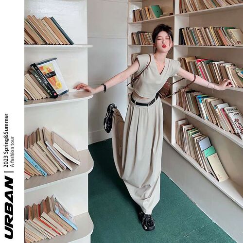 Womens skirt suit pure desire v neck all-matching sleeveles